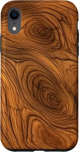 Vista 24 de iPhone 7 Plus/8 Plus elegante estampado de grano de madera marrón intenso estuche con estampado