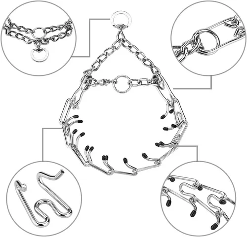 Vista 2 de Collares de púas para perros, collar de perro sin tirones, collar de entrenamiento para perros pequeños, acero inoxidable ajustable con cómodas