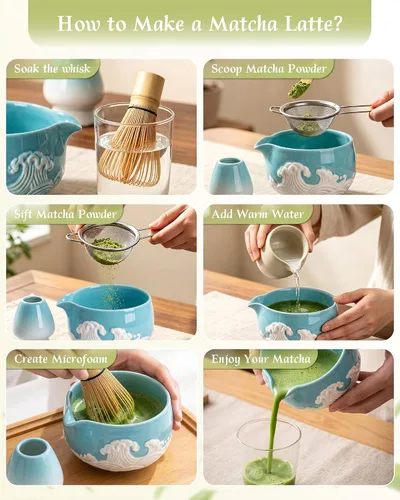 Vista 7 de Juego de batidor de matcha, juego de regalo completo de 7 piezas