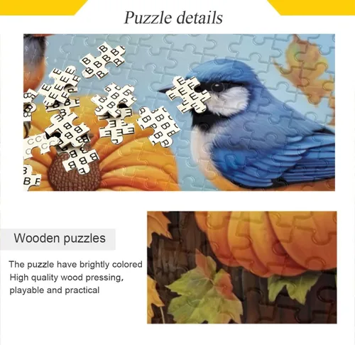 Vista 2 de Pumpkin Sunflower Jigsaw Puzzles 500 Pieces for Adults with Mesh Storage Bag 2011846
