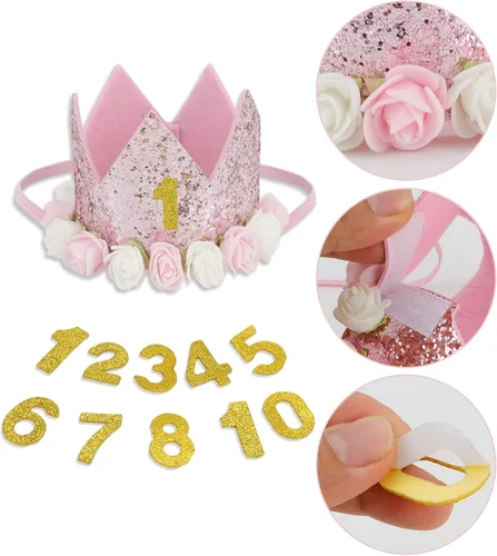 Vista 4 de CIEHER Suministros para fiesta de cumpleaños para perros – Falda tutú rosa, pajarita y números para perro