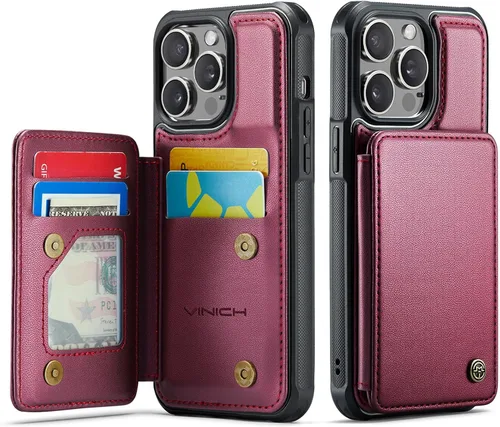 Vista 26 de Vinich for iPhone XR Wallet Case with Card Holder, Black RFID Blocking Credit Slots, Kickstand, Shockproof Flip Phone Cover, PU Leather, Double