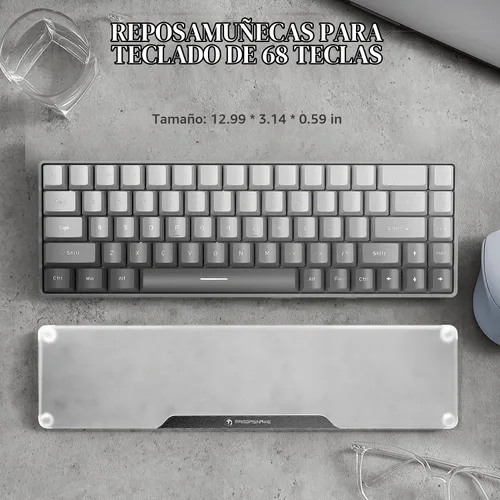 Vista 4 de Reposamuñecas de Acrílico para Teclado - Negro, Reposamuñecas Ergonómico de 68 Teclas para Teclado de Computadora Compacto-negro