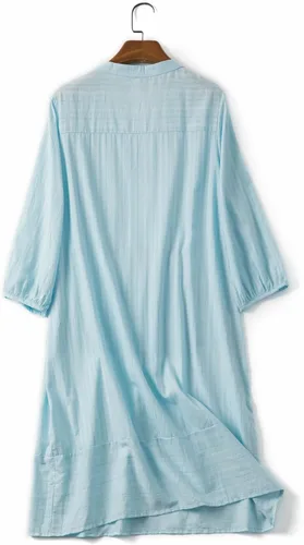 Vista 3 de Vestido de verano con cuello en V para mujer, estilo casual, holgado, con manga 34, bolsillo