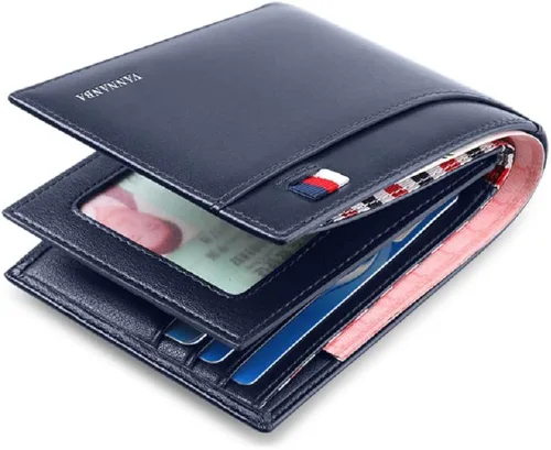 Vista 4 de WILLIAMPOLO Billetera delgada para hombre de piel minimalista con bolsillo frontal