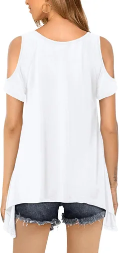 Vista 4 de Beluring - Blusa de manga corta para mujer con hombro descubierto, para verano
