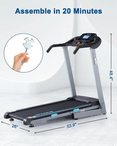 Vista 3 de BORGUSI Cinta de correr con inclinación automática, capacidad de 300 libras, cinta de correr eléctrica plegable de 3.0 HP de hasta 8.5 MPH
