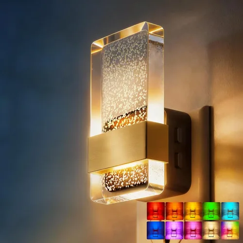 Vista 24 de DORESshop Luces nocturnas LED enchufables a la pared, luz nocturna regulable de 3 niveles, luz nocturna decorativa de burbujas, sensor de atardecer