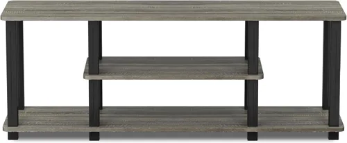 Vista 5 de Furinno Turn-N-Tube - Soporte para televisor de 3 niveles, 3D, sin herramientas, para televisores de hasta 50 pulgadas, con tubos cuadrados