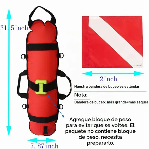 Vista 4 de Marcador de superficie de buceo flotador, boya de buceo, bandera de buceo, equipo de bandera para buceo