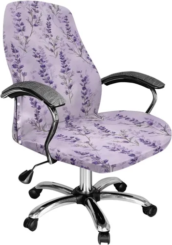 Vista 31 de Xoenoiee Bee Floral Print Office Chair Covers, Stretch Computer Boss Chair Cover with Button High Back Chair Slipcover Anti-Dust Rotating Chair