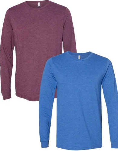 Vista 10 de Canvas Filmore 3501 - Camiseta de 4.2 onzas para hombre manga larga (1) Ceniza + (1) Jaspeado atlético
