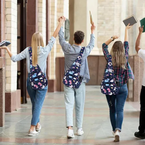 Vista 7 de Kamo Bolso bandolera para mujer, bolso cruzado casual, mochila cruzada floral, mochila cruzada de viaje, bolsa de hombro para senderismo