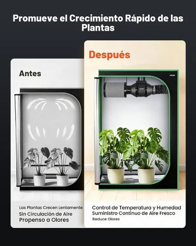 Vista 2 de VEVOR Kit de filtración de aire de 4 pulgadas, ventilador de conducto en línea de 180 CFM con controlador de velocidad, filtro de carbono y sistema
