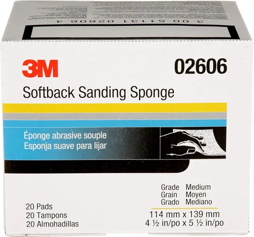 Vista 4 de 3M Esponja de lijado Softback 02606, 4 1/2 x 5 1/2 pulgadas, paquete de 20, grano medio, corte rápido
