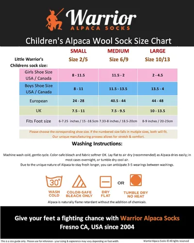 Vista 4 de WARRIOR ALPACA SOCKS - Calcetines unisex de lana de alpaca para niños - Pie forrado de rizo