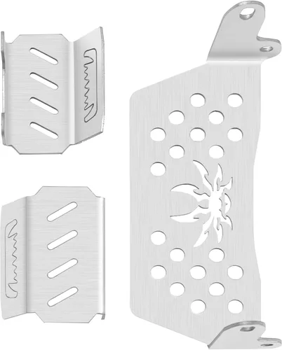 Vista 4 de ShareGoo - Placa deslizante de acero inoxidable a control remoto, protección de placa protectora de chasis RC compatible con Axial SCX10-III