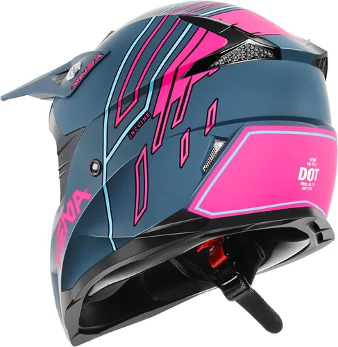 Vista 5 de Casco para Dirt Bike YEMA aprobado por DOT - Casco de motocross ATV MX BMX todoterreno de cara completa con 8 ventilaciones y forro removible, casco