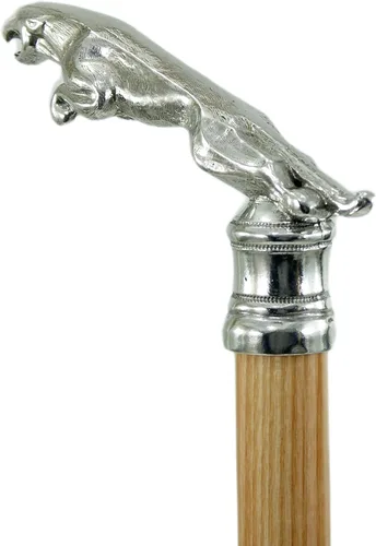 Vista 4 de Italia - Bastón personalizado - Longitud de color 38 pulgadas grabado nombre - Madera metal - Artesanos italianos - Jaguar - Elegante ceremonia