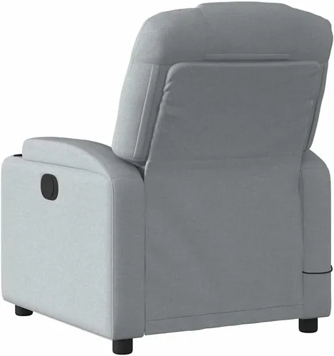 Vista 5 de Silla reclinable eléctrica de masaje con función de vibración, reclinable de elevación eléctrica, silla tapizada de tela gris claro para sala
