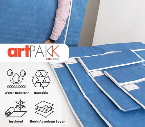 Vista 3 de Bolsos de Arte (AP06-44 1/2" x 44 1/2") - Fuertes • Absorbentes de impacto • Reutilizables • No tóxicos • Impermeables • Forro libre de ácidos - Azul