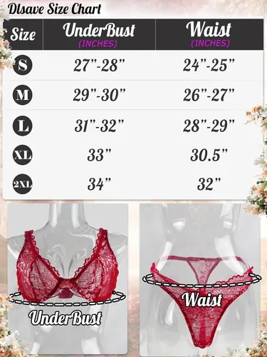 Vista 6 de Dlsave Lencería sexy para mujer, conjuntos de lencería con cuello en V y encaje