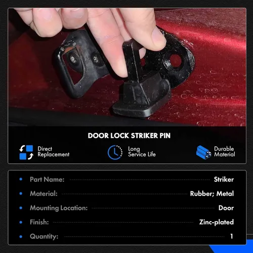 Vista 5 de Pasador de pestillo de cerradura de puerta mejorado con buje de goma - Compatible con Ford F-150 2009-2014 cabina sencilla o cabina de tripulación