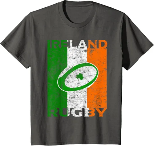 Vista 41 de Camiseta de rugby irlandés con la bandera de Irlanda, regalo vintage Negro