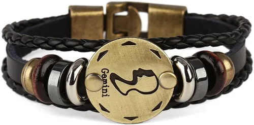Vista 67 de Hamoery Pulsera de cuero de aleación punk para Constellation trenzada pulsera pulsera brazalete