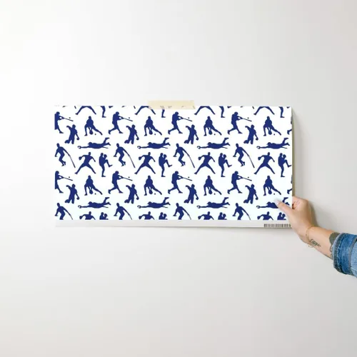 Vista 7 de Spoonflower Papel tapiz para despegar y pegar - Jugadores de béisbol Azul oscuro Deportes Hombres Thin Line Kids Papel pintado extraíble