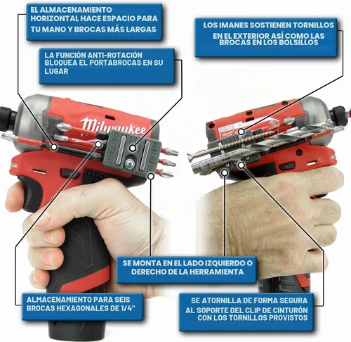 Vista 2 de Halberd - Soporte de puntas premium, solo para Milwaukee M12, paquete de 2