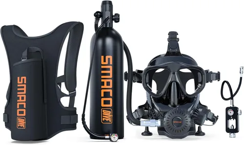 Vista 10 de SMACO Mini tanque de buceo para buceo en aguas poco profundas 1.9L Kit de tanque de buceo de cilindro de buceo proporciona 25-30 minutos de apoyo