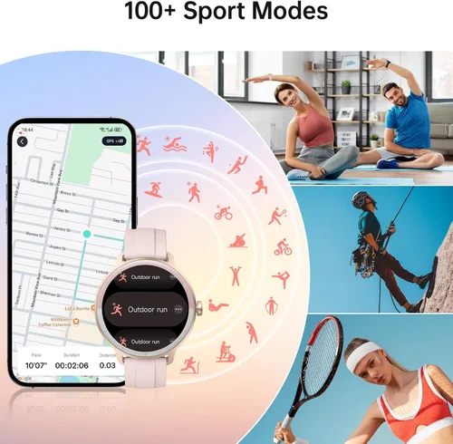 Vista 5 de Reloj inteligente para hombres y mujeres (respuesta/hacer llamadas), reloj inteligente con voz AI integrada, rastreador de fitness HD de 1.27