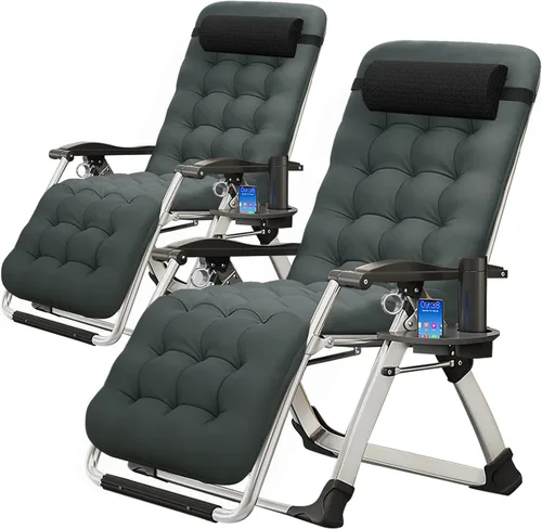 Vista 9 de MOPHOTO Silla de gravedad cero, silla de salón acolchada para exteriores con mesa lateral, silla reclinable de gravedad cero, silla reclinable