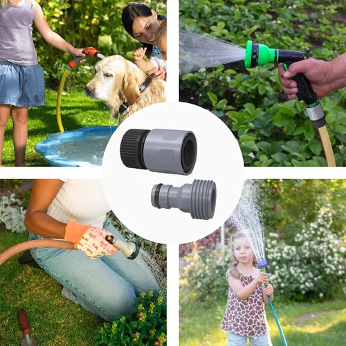 Vista 7 de Hourleey Manguera de jardín Conector rápido Manguera de jardín de plástico de 3/4 pulgadas, accesorios de conexión rápida, conectores macho