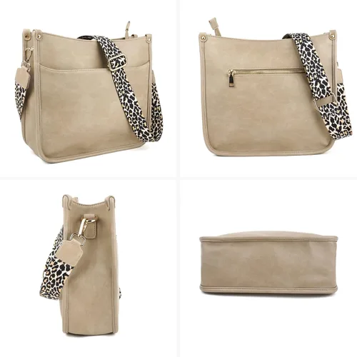 Vista 7 de KOGTLA Bolsos cruzados de cuero Hobo con correa de guitarra para mujer