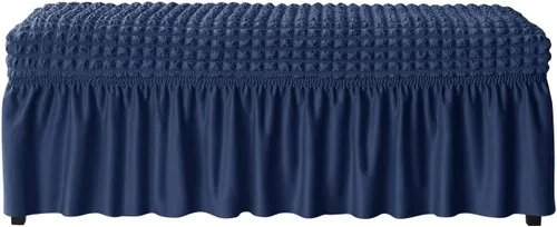 Vista 10 de SZJIAHTM Funda elástica suave para banco de comedor con falda, protector de reposapiés de poliéster, celosía de burbujas, fundas para banco de piano