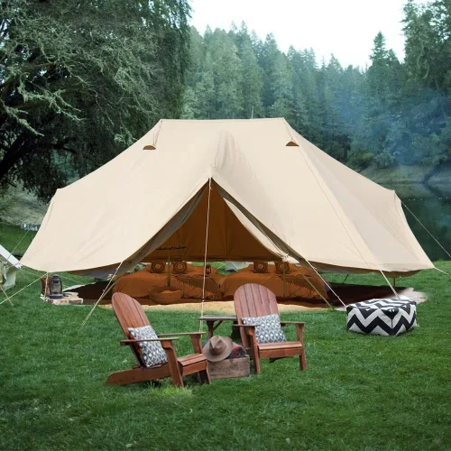Vista 7 de Tienda de campaña de lona de algodón de 19.7 ft, 3 puertas, extra grande, impermeable, con orificio para estufa de techo, para 8-12 personas