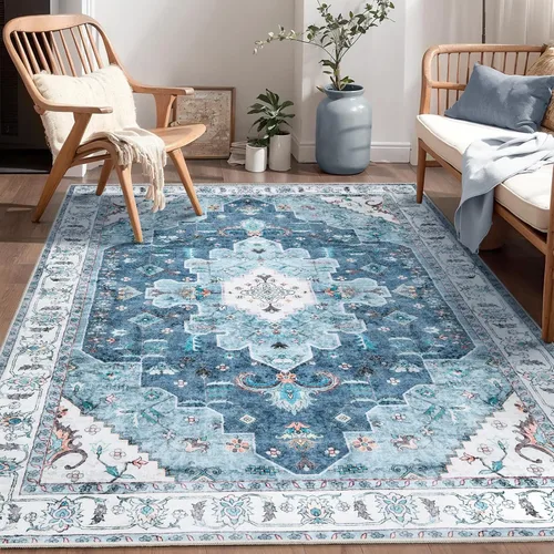 Vista 195 de SERISSA - Tapetes florales vintage, antideslizante, lavable, pequeño, ultrasuave, bohemio, de pelo bajo, para entrada, interiores, habitación