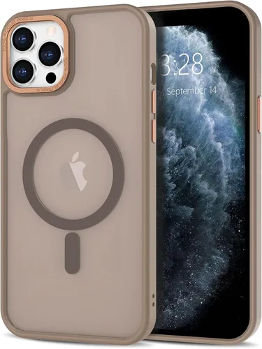 Vista 354 de Anuck - Funda magnética para iPhone 11 compatible con MagSafe, carcasa trasera mate translúcida dura, borde de TPU, delgada, resistente a impactos