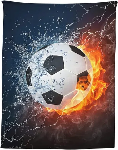 Vista 11 de YISUMEI Manta de béisbol impresa en 3D, 60 x 80 pulgadas, bola blanca chocar en agua y fuego, ideal para decoración del hogar con temática deportiva