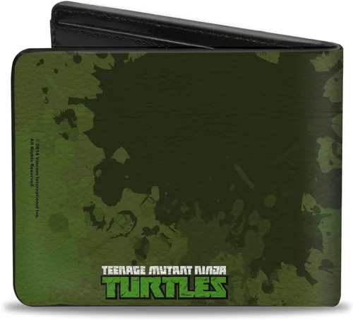 Vista 2 de Teenage Mutant Ninja Turtles - Billetera plegable de poliuretano estándar para hombre, diseño clásico de TMNT Turtles Battle Pose9, color verde