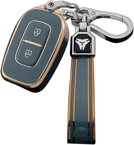 Vista 6 de KUNIO Funda para llavero de automóvil compatible con Renault para Duster Negro