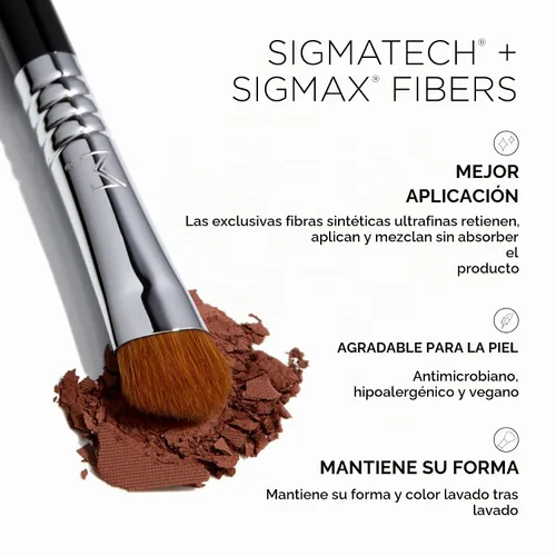 Vista 5 de Sigma Beauty E55 - Brocha para sombreado de ojos, cepillo de maquillaje de ojos para una aplicación uniforme de base, cepillo de maquillaje suave