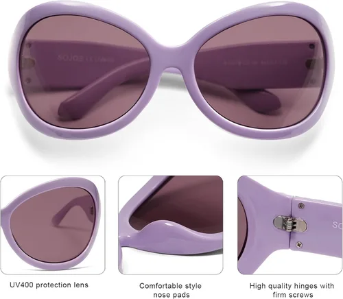 Vista 4 de SOJOS Gafas de sol de gran tamaño para mujer y hombre SJ2275