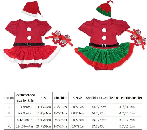 Vista 2 de IMEKIS Traje de bebé recién nacido, disfraz de elfo de Papá Noel con sombrero y zapatos, para sesión de fotos de Navidad