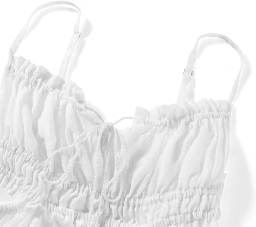 Vista 5 de IMISSILLEB Vestido ajustado y fluido para mujer, con tirantes delgados, espalda descubierta, corte bajo, vestido largo para club, cóctel, dobladillo