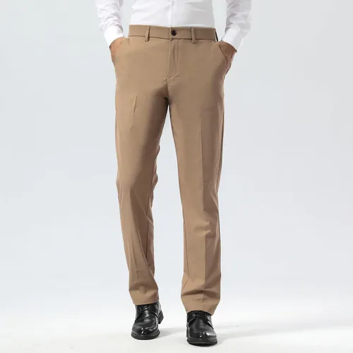 Vista 8 de Plaid&Plain Pantalones de vestir para hombre Slim Fit Stretch Khaki Pantalones sin arrugas