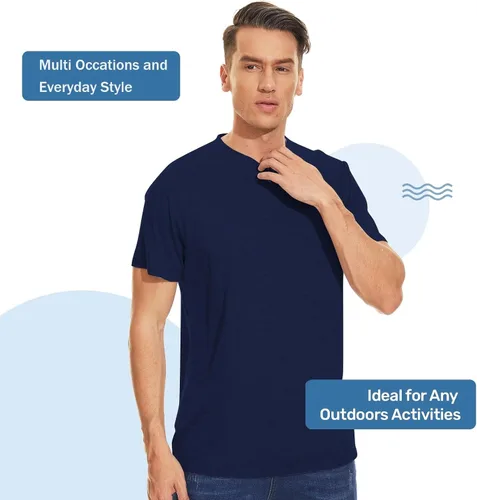 Vista 4 de Men's Merino Wool T-Shirt Short Sleeve Athletic Tee Wicking Mens Base Layer(Wool Face Mask Included)