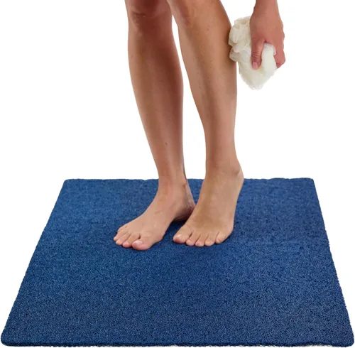 Vista 129 de Enkosi Alfombra de ducha antideslizante Loofah para suelos de ducha, bañera, baños, zonas húmedas, alfombrilla de baño acolchada con agujeros